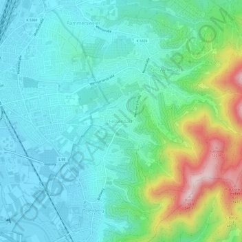 Carte topographique Fessenbach, altitude, relief