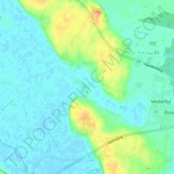 Carte topographique Hunstrup, altitude, relief