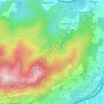 Carte topographique Los Trapones, altitude, relief