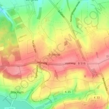 Carte topographique Echtrop, altitude, relief