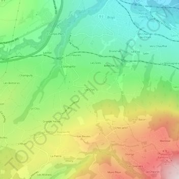 Carte topographique Les Crys, altitude, relief