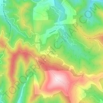 Carte topographique La Canebière, altitude, relief