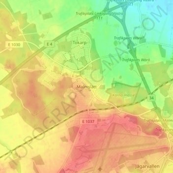 Carte topographique Malmslätt, altitude, relief