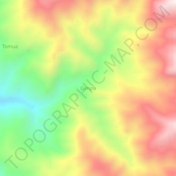 Carte topographique Gimpu, altitude, relief