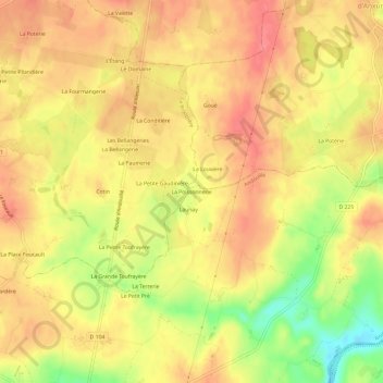 Carte topographique La Poissonnerie, altitude, relief