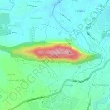 Carte topographique Puncak Lalana, altitude, relief