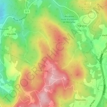 Carte topographique Les Gagouts, altitude, relief