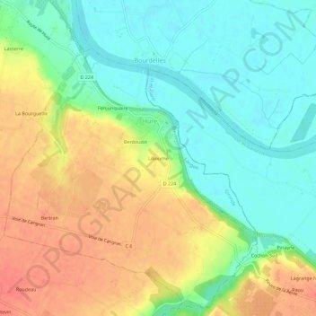 Carte topographique Libourne, altitude, relief