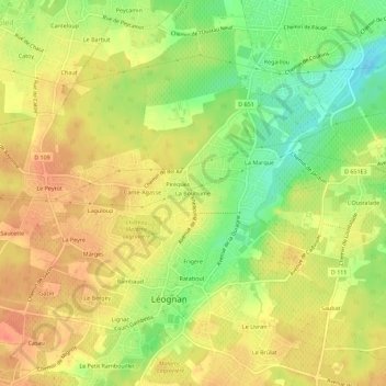 Carte topographique La Bouhume, altitude, relief