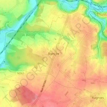 Carte topographique Biercée, altitude, relief