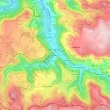 Carte topographique Les Parras, altitude, relief
