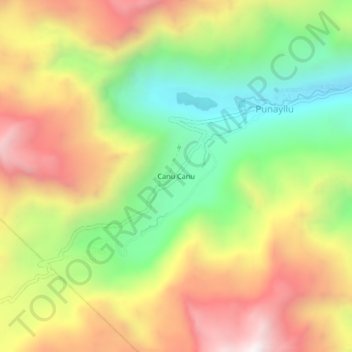 Carte topographique Canu Canu, altitude, relief