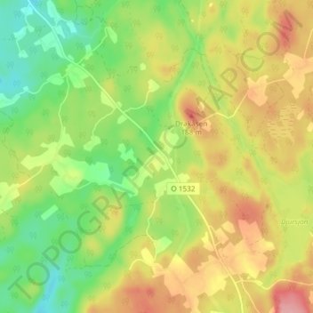 Carte topographique Uddared, altitude, relief