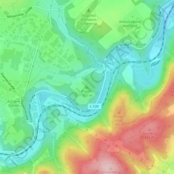 Carte topographique Biggen, altitude, relief