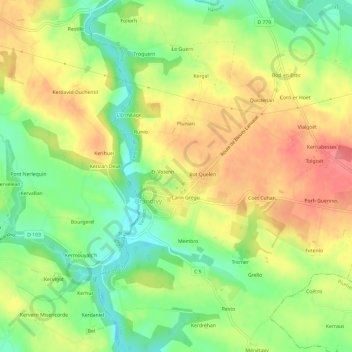 Carte topographique Kerican, altitude, relief