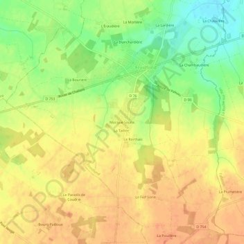 Carte topographique Mocque Souris, altitude, relief