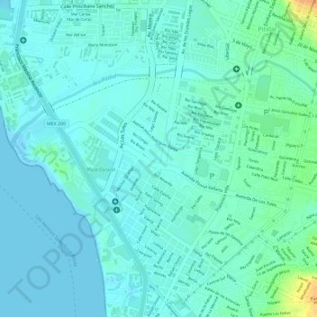 Carte topographique fluvial, altitude, relief
