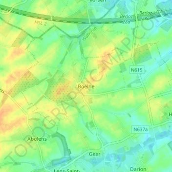 Carte topographique Boëlhe, altitude, relief