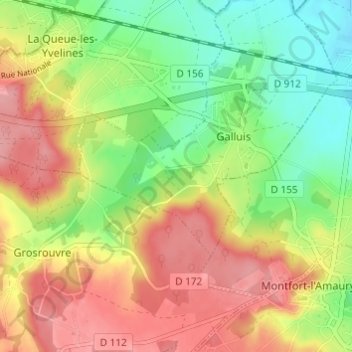Carte topographique Le Bois Baron, altitude, relief