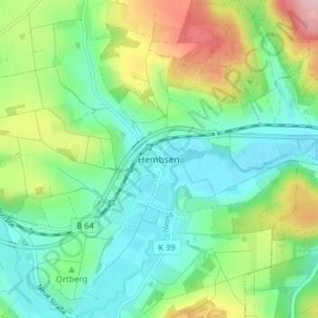 Carte topographique Hembsen, altitude, relief