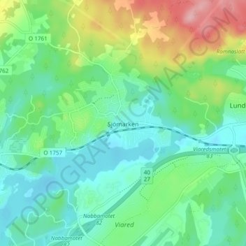 Carte topographique Sjömarken, altitude, relief