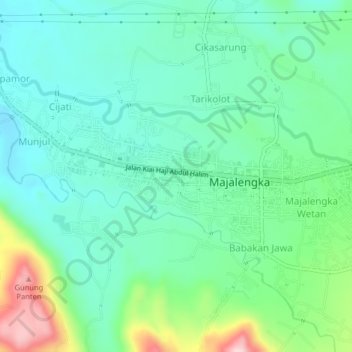 Carte topographique Majalengka Kulon, altitude, relief