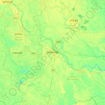 Carte topographique Jamalpur, altitude, relief