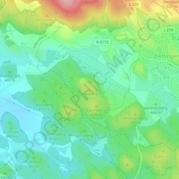 Carte topographique Riedberg, altitude, relief