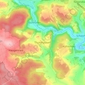 Carte topographique Thumhausen, altitude, relief