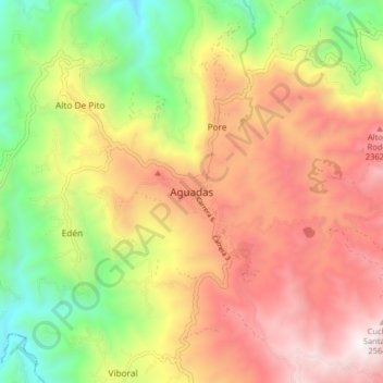 Carte topographique Aguadas, altitude, relief