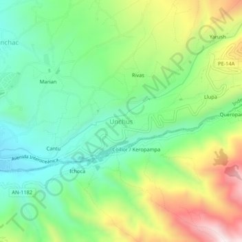 Carte topographique Unchus, altitude, relief