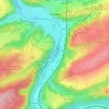 Carte topographique La Venne, altitude, relief