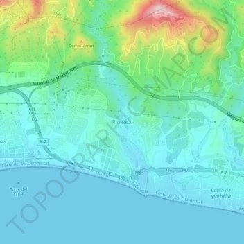 Carte topographique Rio Real, altitude, relief
