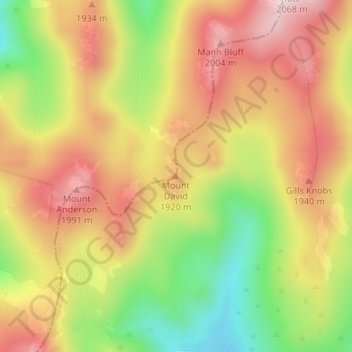 Carte topographique Mount David, altitude, relief