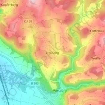 Carte topographique Neufang, altitude, relief