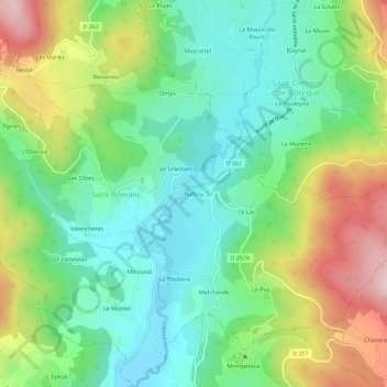 Carte topographique Raffiny, altitude, relief