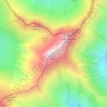 Carte topographique Gsür, altitude, relief