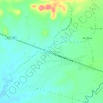 Carte topographique Ojo de Agua, altitude, relief