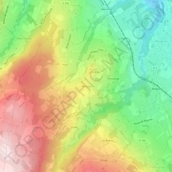 Carte topographique Moussy, altitude, relief