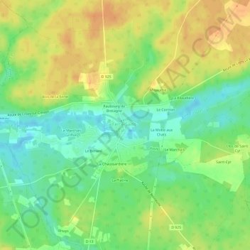 Carte topographique Le Bourg, altitude, relief
