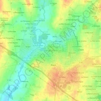 Carte topographique Village des Sablonnes, altitude, relief