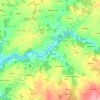 Carte topographique Le Pont de Montville, altitude, relief