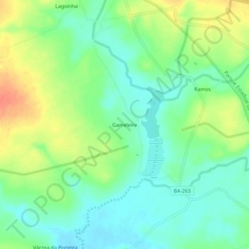 Carte topographique Gameleira, altitude, relief