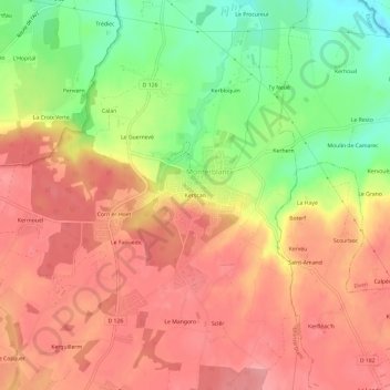 Carte topographique Kerscan, altitude, relief