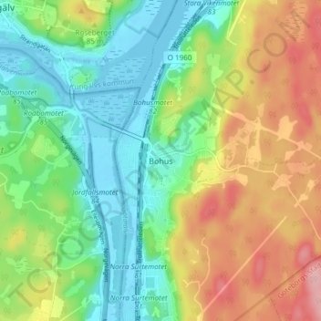 Carte topographique Bohus, altitude, relief