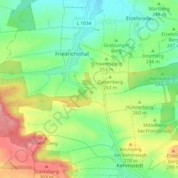 Carte topographique Königsthal, altitude, relief