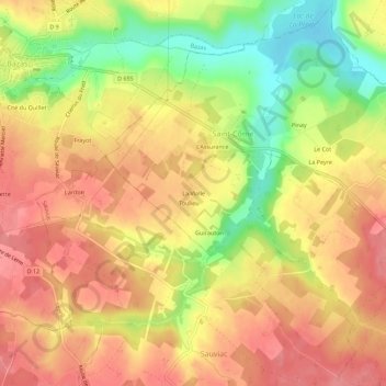 Carte topographique La Vialle, altitude, relief