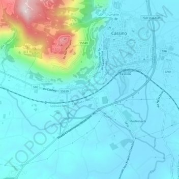 Carte topographique Colosseo, altitude, relief