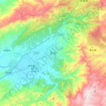 Carte topographique Mang, altitude, relief