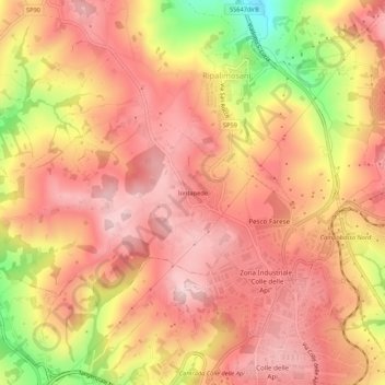 Carte topographique Iontapede, altitude, relief